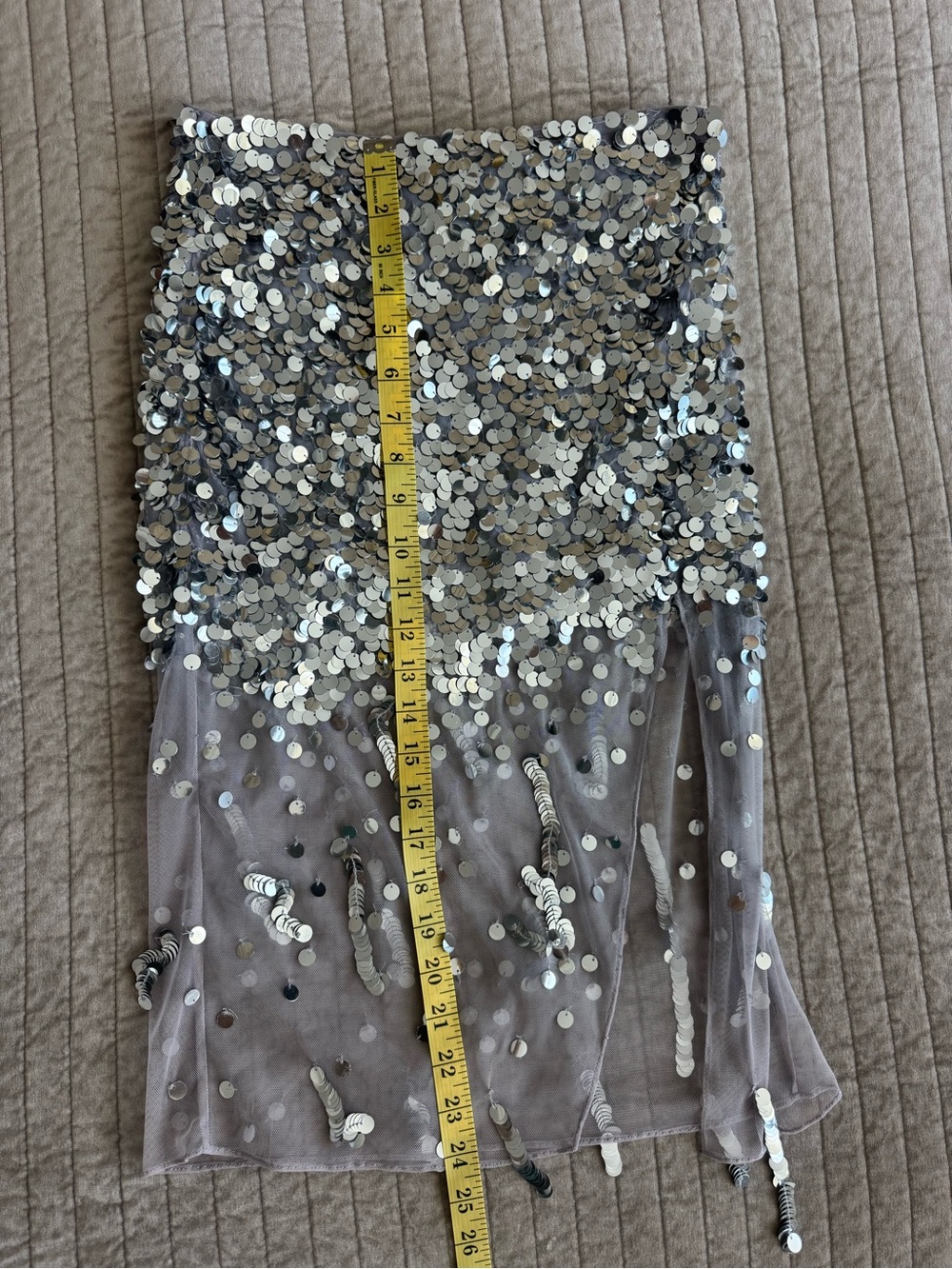 Cynthia Rowley Silver Sequin Sheer Midi Skirt Size 0 NWT - Picture 6 of 6